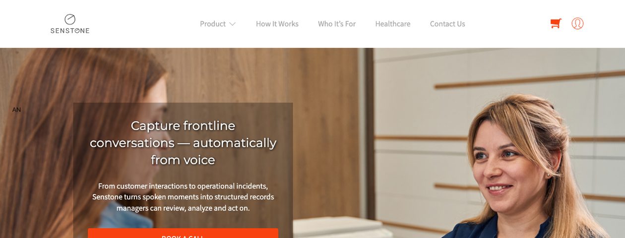 Senstone website — capture frontline conversations automatically from voice
